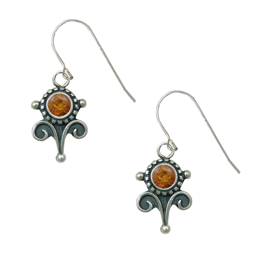 Sterling Silver Petite Amber Gemstone Drop Dangle Earrings